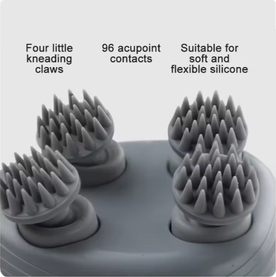 Handheld Electric Scalp & Neck Massager – 4 Rotating Heads, IPX6 Waterproof